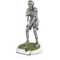 Silver Female Golf Figure 23cm