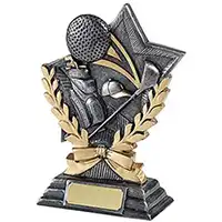 Silver Golf Star Trophies 5in