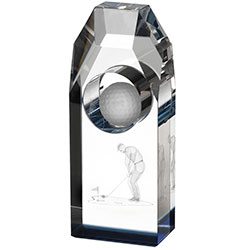 6 inch Clear Crystal Golf Award