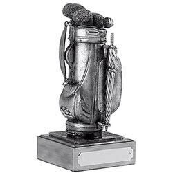 Silver Resin Detailed Golf Bag Trophy 15cm