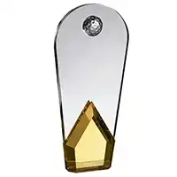 8.75in Clear and Amber Crystal Golf Award