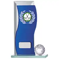 Blue Mirror Glass Golf Award 145mm